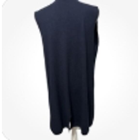 La Vie En Blanc Navy Blue Long Open Vest Pockets One Size Waterfall Lagenlook - Picture 3 of 7